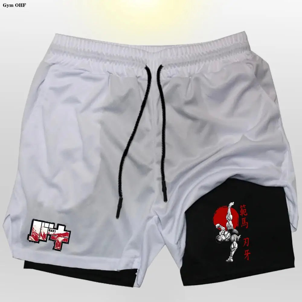 Gym Shorts 2 in 1 For Men Fitness Quick Dry Beach Short Pants Summer Outdoor Running Sports Double Layer