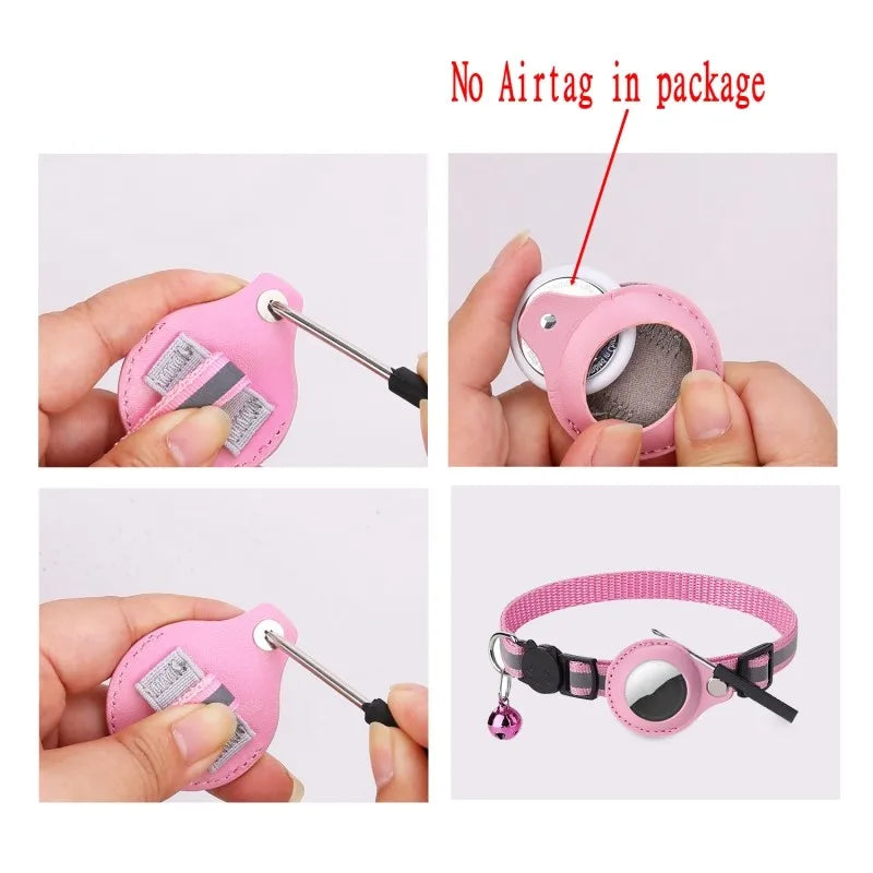 Reflective AirTag Collar for Dogs & Cats – Anti-Lost Nylon Tracker Case (Fits Apple AirTag)