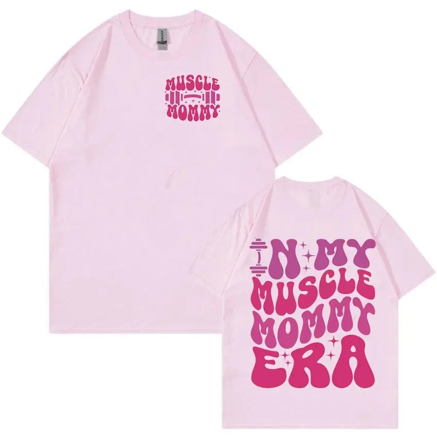 Muscle Mommy Gym Funny Graphic TShirt Women's Aesthetic Fashion Short Sleeve T-shirts Casual 100% Cotton Oversized Sport T-shirt