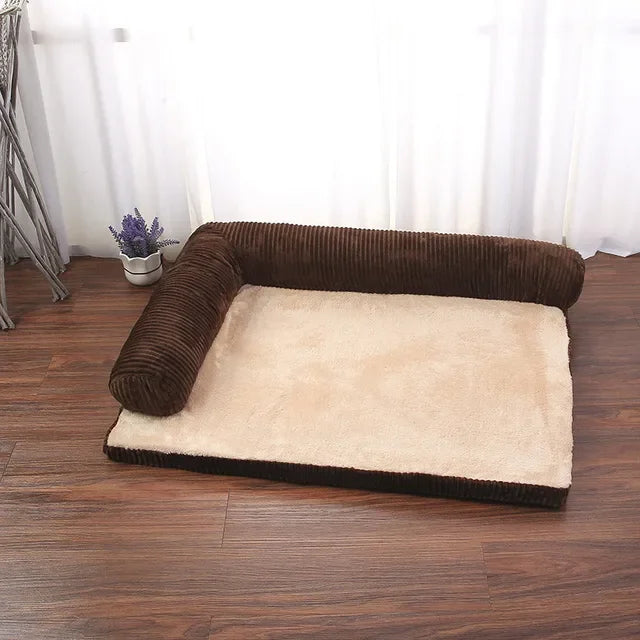 Orthopedic L-Shaped Dog Bed – Soft Lounge Sofa with Fleece Surface for Small to Large Dogs & Cats