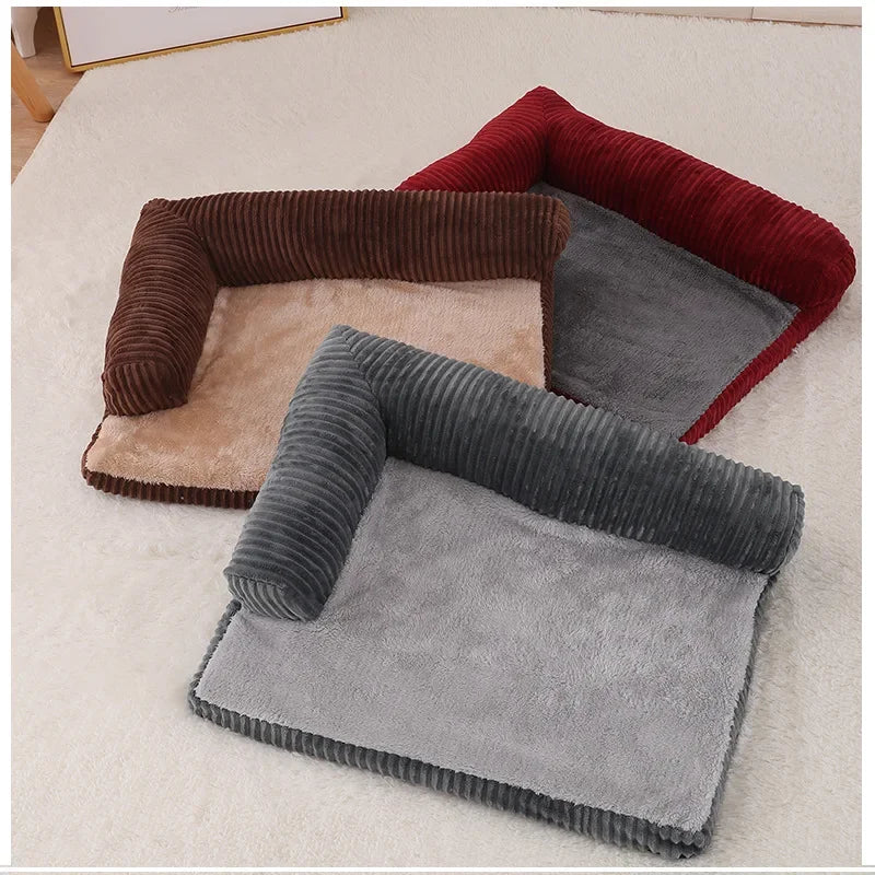 Orthopedic L-Shaped Dog Bed – Soft Lounge Sofa with Fleece Surface for Small to Large Dogs & Cats