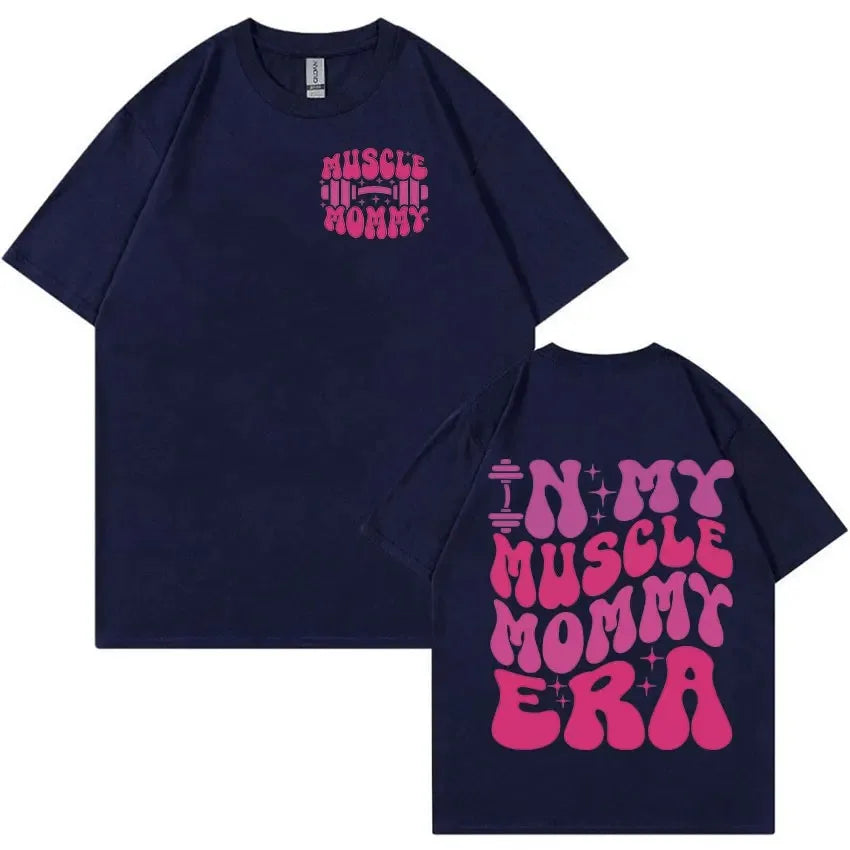Muscle Mommy Gym Funny Graphic TShirt Women's Aesthetic Fashion Short Sleeve T-shirts Casual 100% Cotton Oversized Sport T-shirt