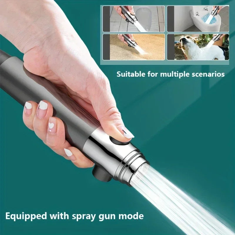 High-Pressure Shower Head – 4 Spray Modes with One-Button Water Stop & Built-In Filter