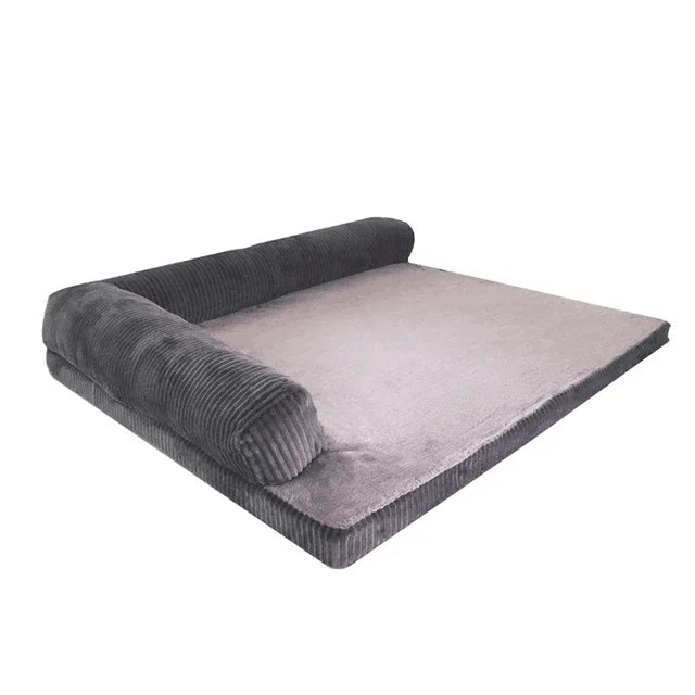 Orthopedic L-Shaped Dog Bed – Soft Lounge Sofa with Fleece Surface for Small to Large Dogs & Cats