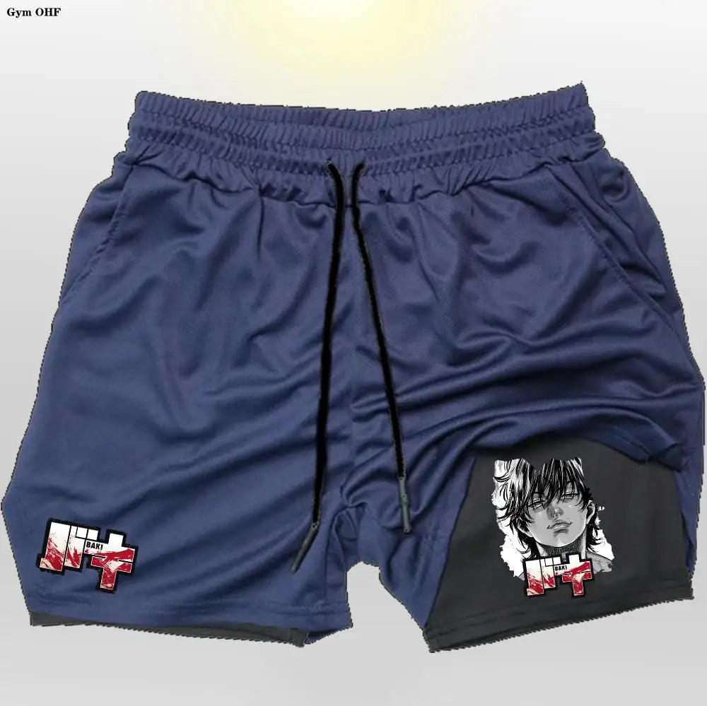 Gym Shorts 2 in 1 For Men Fitness Quick Dry Beach Short Pants Summer Outdoor Running Sports Double Layer