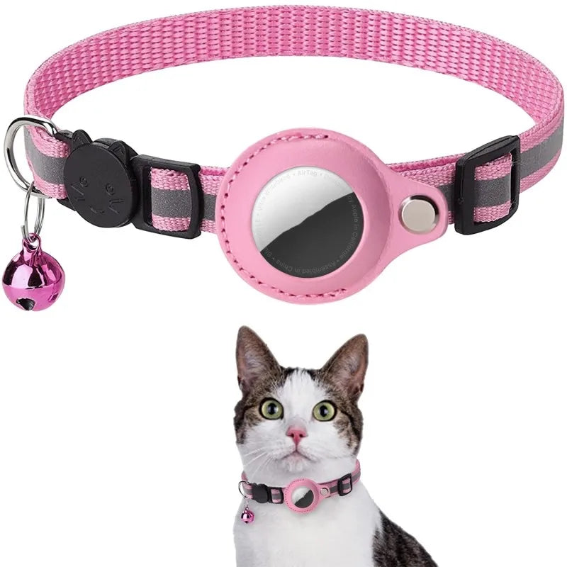 Reflective AirTag Collar for Dogs & Cats – Anti-Lost Nylon Tracker Case (Fits Apple AirTag)