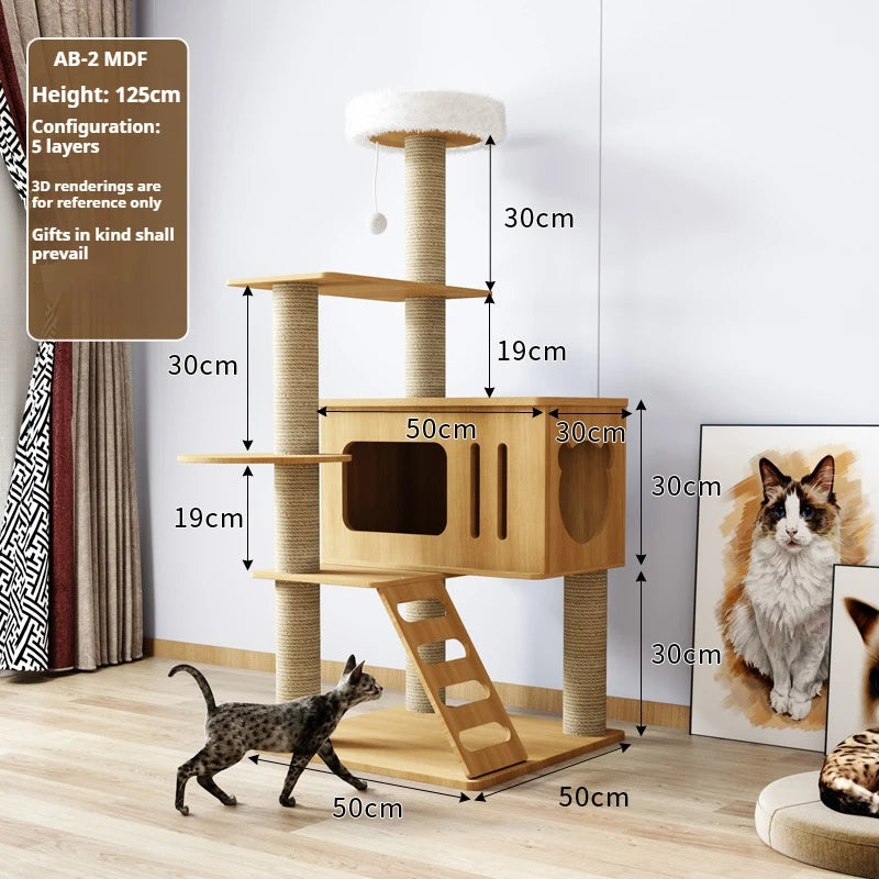 Multi-Level Cat Tree with Nest & Scratching Board – Spacecraft-Inspired Cat Tower for Large Cats
