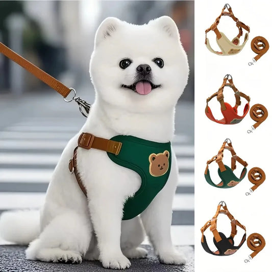 Breathable Dog Harness & Leash Set – Adjustable Vest for Small & Medium Dogs (XS–XL)