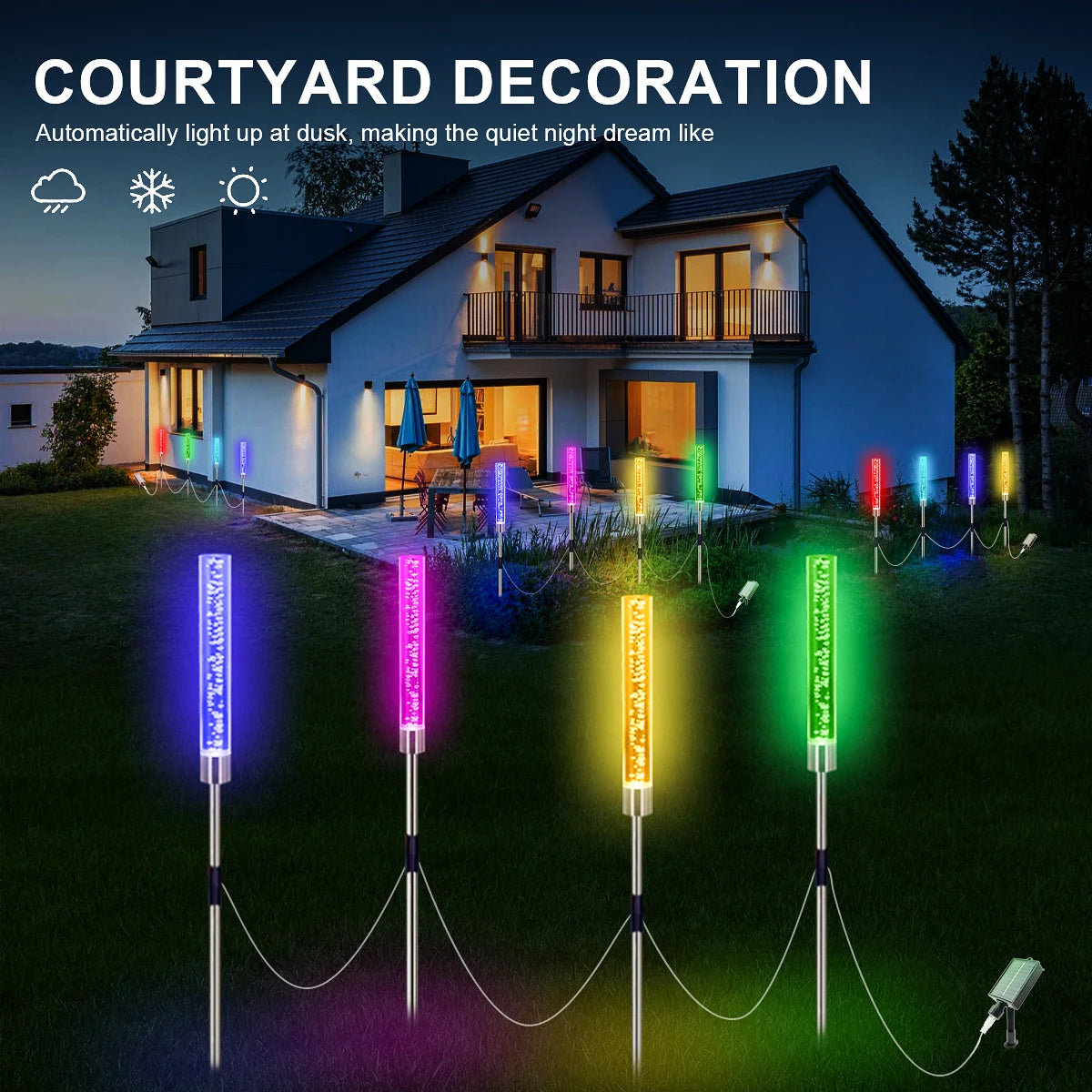 4-Pack Solar Garden Lights – Waterproof Outdoor LED Landscape Lamps for Pathways, Yards & Events